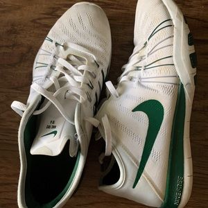 White and green Nike Free’s